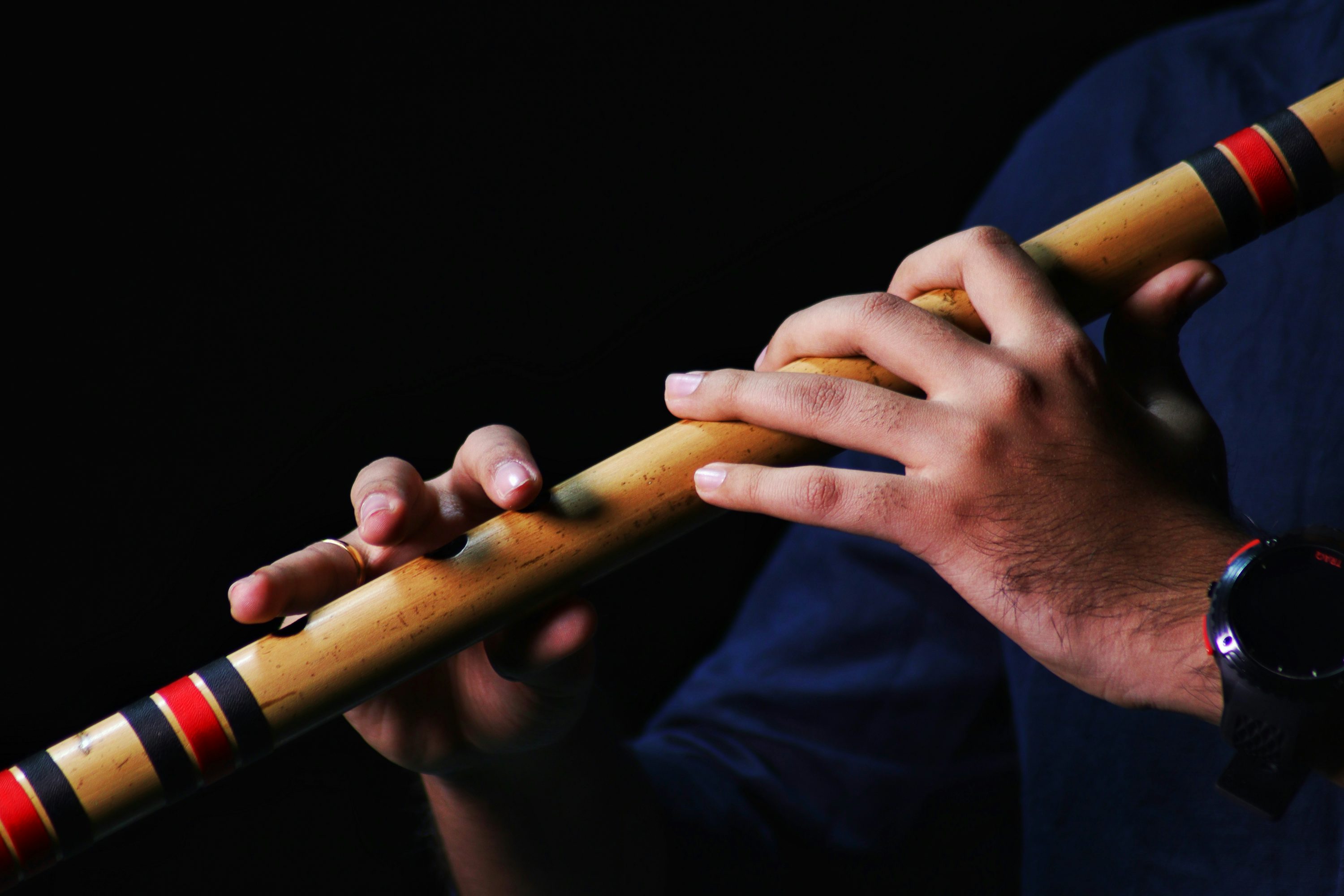 Indian bamboo flute player